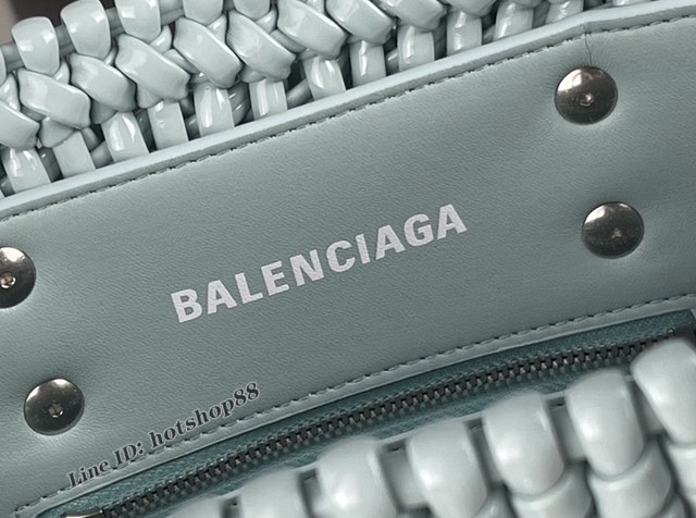Balenciaga專櫃爆款漆面人造皮革編織敞口托特包 巴黎世家中號Bistro菜籃子包 款號：080807 fyj1271